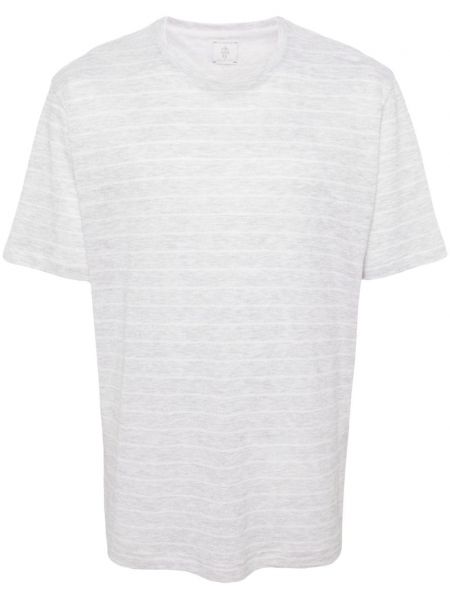 T-shirt à rayures col rond Eleventy gris