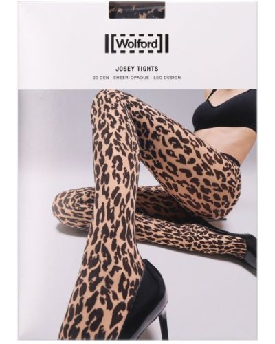 Прозрачни чорапогащи с принт с леопардов принт Wolford черно