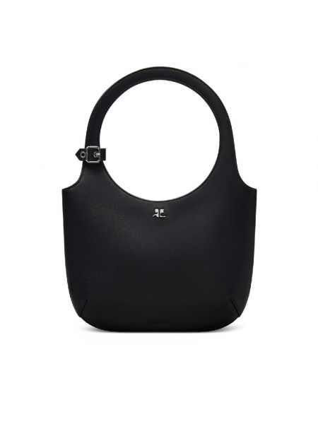 Кожаная сумка Courrèges черная
