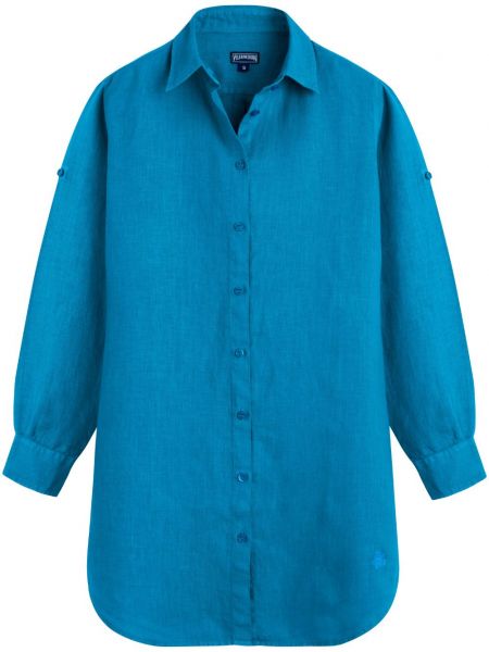 Robe à col en lin Vilebrequin bleu