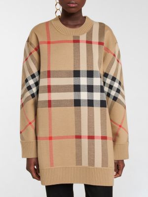 Oversized kockovaný vlnený sveter Burberry