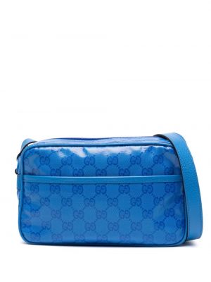 Usnjena torbica za čez ramo Gucci modra