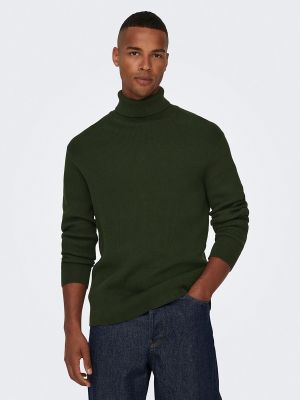 Jersey de cuello vuelto de tela jersey Only & Sons verde