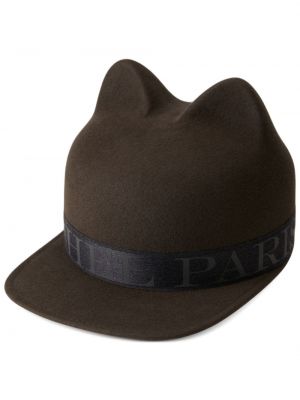 Вълнена шапка с козирки от филц Maison Michel кафяво