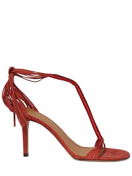 Sandale din piele de căprioară cu toc cu toc înalt Isabel Marant roșu