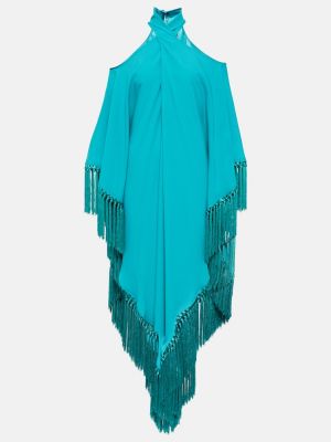 Midi šaty s třásněmi Taller Marmo modré