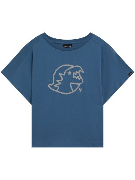 Bavlněné tričko s potiskem Sport B. By Agnès B. modré