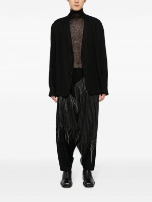 Haftowane spodnie drapowane Yohji Yamamoto czarne