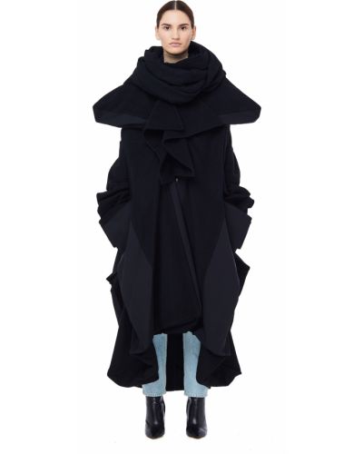 Шерстяное пальто Yohji Yamamoto, черное