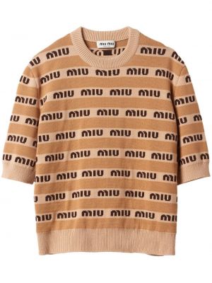 Вълнен пуловер Miu Miu бежово