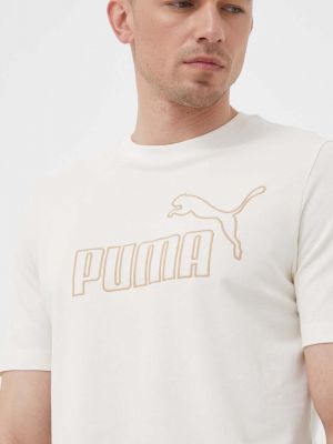 Тениска с дълъг ръкав с апликация Puma бежово