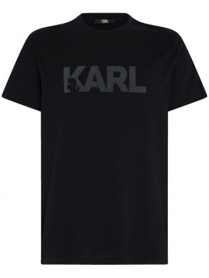 Тениска с принт с кръгло деколте Karl Lagerfeld черно