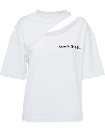 Памучна тениска от джърси Alexander Mcqueen бяло