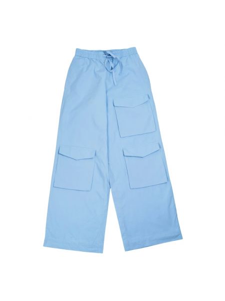 Spodnie cargo z kieszeniami Essentiel Antwerp niebieskie