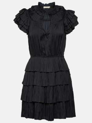 Mini vestido de raso plisado Ulla Johnson negro