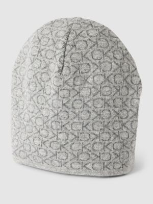 Dzianinowa czapka z wiskozy Calvin Klein szara