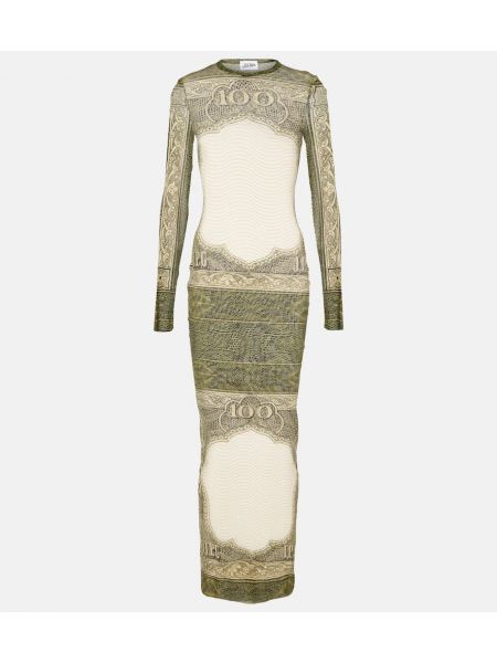 Dolga obleka s potiskom z mrežo Jean Paul Gaultier