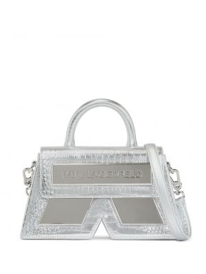 Crossbody táska Karl Lagerfeld ezüstszínű