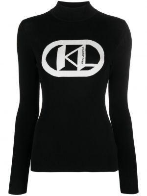 Sweter żakardowy Karl Lagerfeld czarny