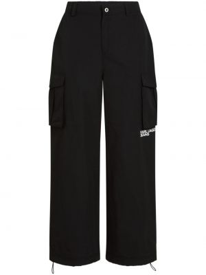 Βαμβακερό παντελόνι cargo με σχέδιο Karl Lagerfeld Jeans μαύρο