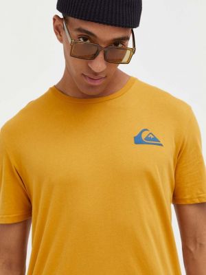 Памучна тениска с дълъг ръкав с принт Quiksilver жълто