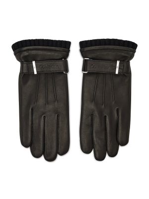 Kožené rukavice Calvin Klein černé