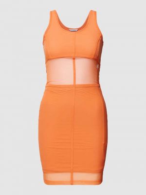 Sukienka mini z siateczką Calvin Klein Jeans pomarańczowa
