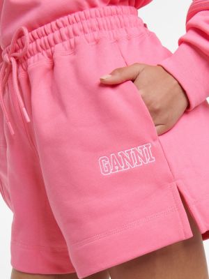 Pamučne kratke hlače Ganni ružičasta