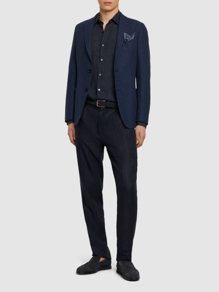 Jersey pamuk blazer Zegna mavi