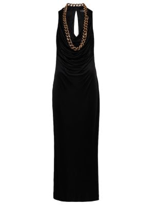 Сатенена миди рокля Versace черно