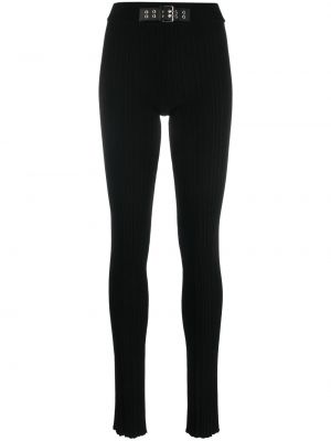 Плетени панталон с катарама Moschino Jeans черно