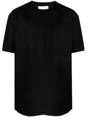 Woll t-shirt mit reißverschluss Jil Sander schwarz