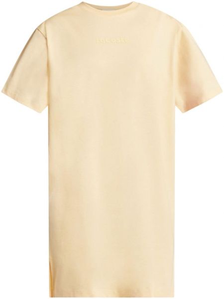 Памучна тениска с принт Lacoste жълто