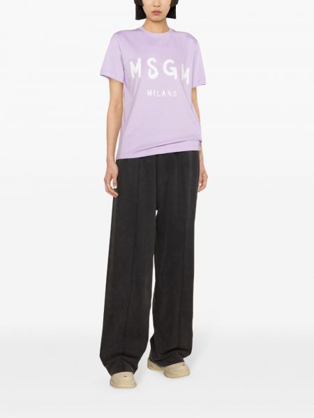 T-shirt en coton à imprimé Msgm violet
