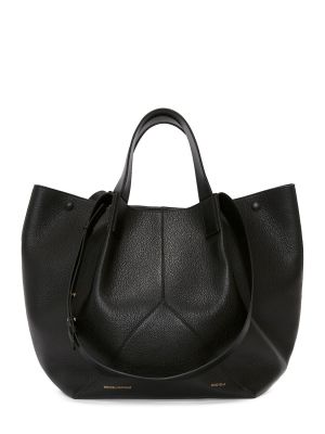 Kožená nákupná taška Victoria Beckham čierna