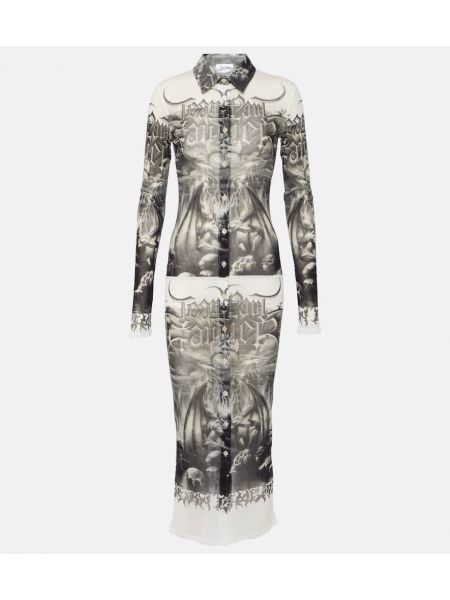 Mrežasta midi haljina s printom Jean Paul Gaultier