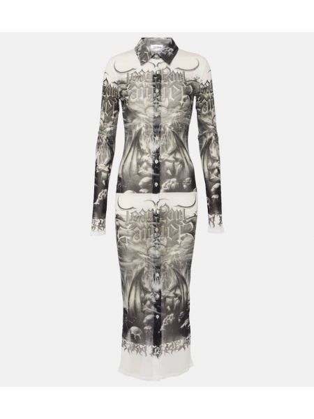 Mesh midikleid mit print Jean Paul Gaultier