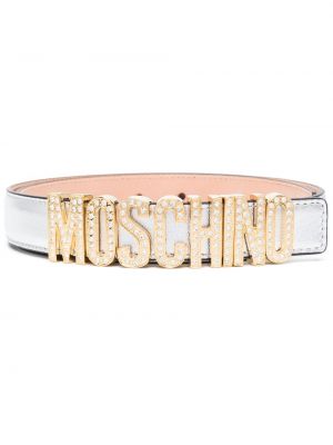 Kožený pásek Moschino stříbrný