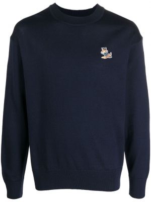 Pull brodé Maison Kitsuné bleu