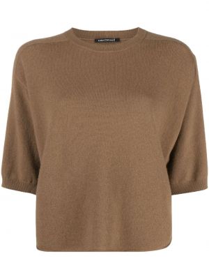 Кашмирен вълнен пуловер с кръгло деколте Luisa Cerano кафяво