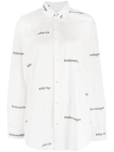 Bavlněná košile s potiskem Balenciaga bílá