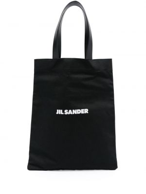 Shopper kabelka s potiskem Jil Sander černá