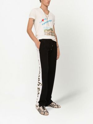 Bavlněné rovné kalhoty s potiskem Dolce & Gabbana