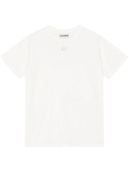 Bavlněné tričko Ganni bílé