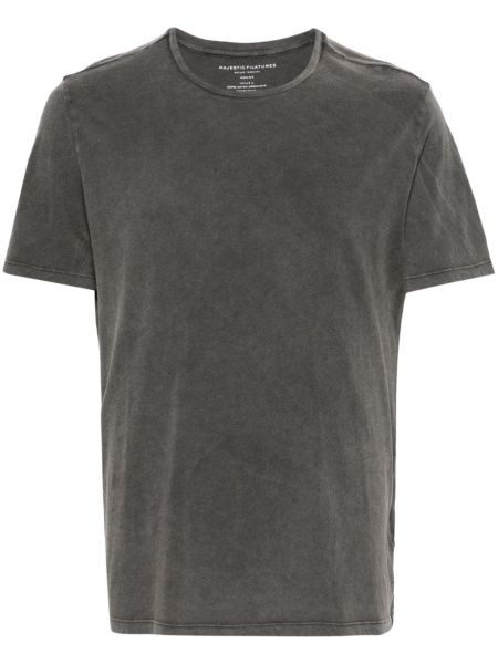 Βαμβακερή μπλούζα με στρογγυλή λαιμόκοψη Majestic Filatures μαύρο