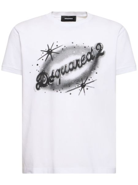 Trøje trykt bomuld t-shirt Dsquared2 hvid