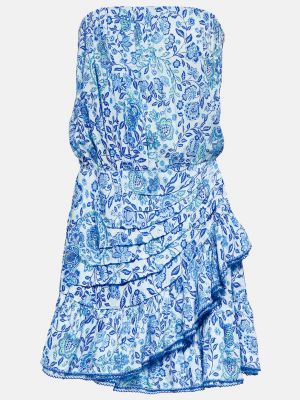Платье мини в цветочек с принтом Poupette St Barth синее