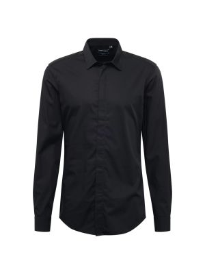 Jednofarebná bavlnená košeľa s dlhými rukávmi Antony Morato - čierna