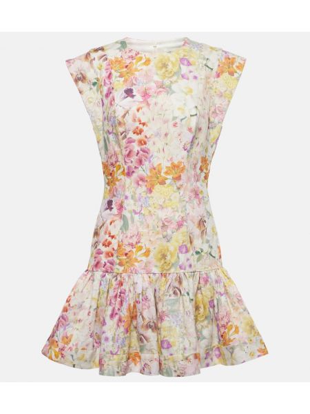 Mini vestido de lino de flores Zimmermann