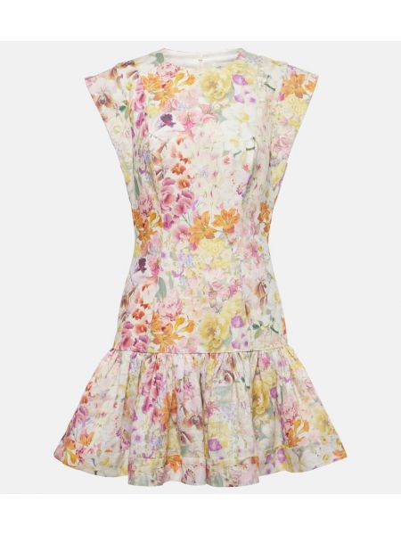 Vestito di lino a fiori con volant Zimmermann